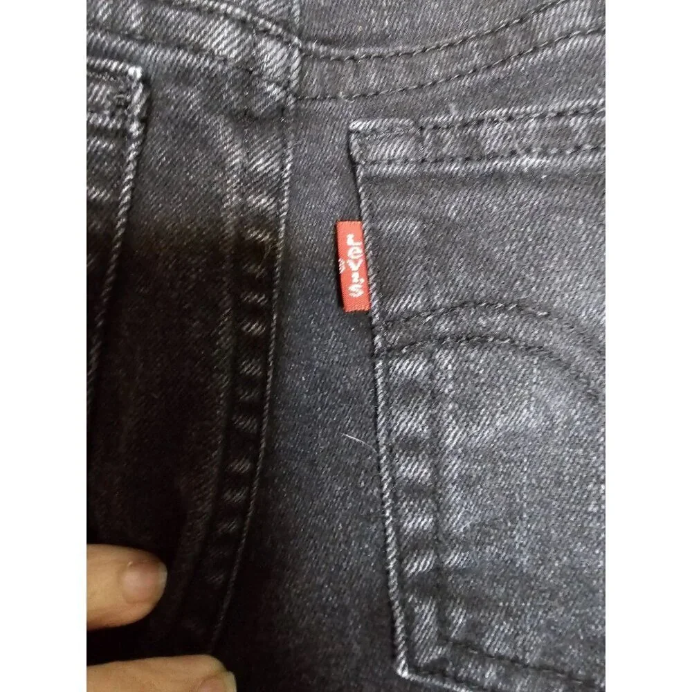 Levi's High Rise Ankle Girl's Size 10 Black Straight Frayed Leg Opening Jeans